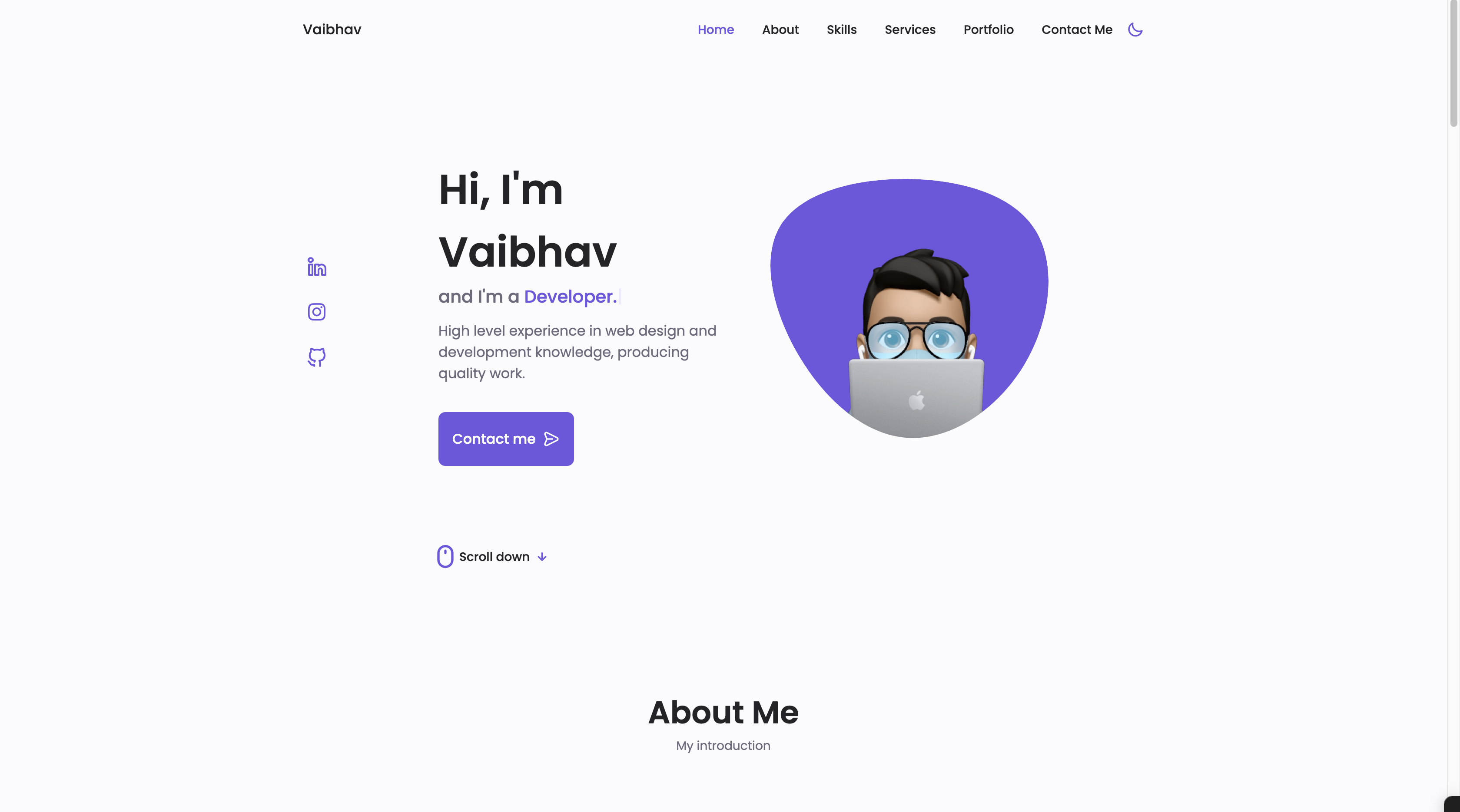 first version of vaibhav's website
