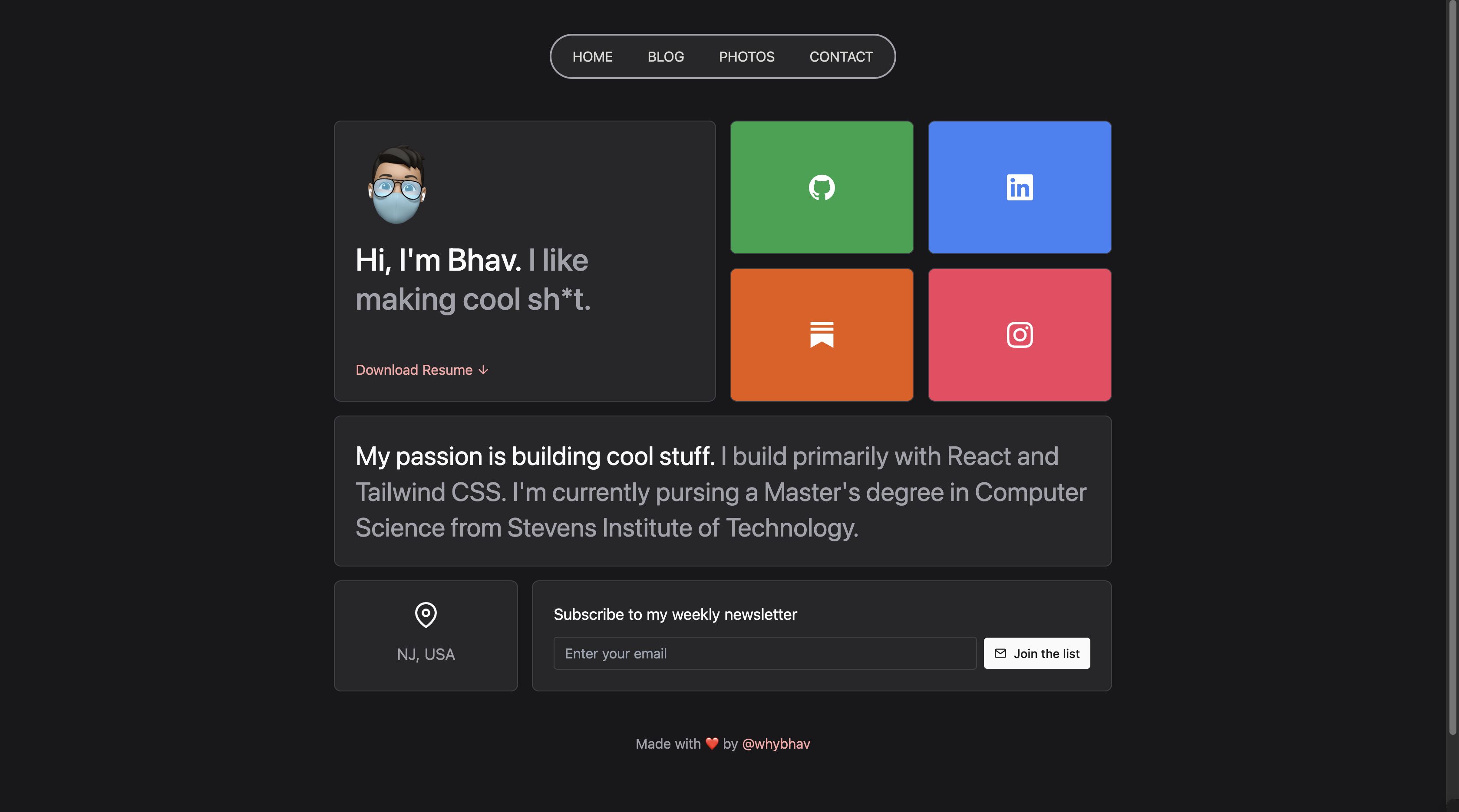 third version of vaibhav's website